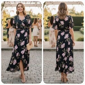 Dynamite S Timeless Romantic Feminine Wedding Guest Garden Party Wrap Maxi Dress
